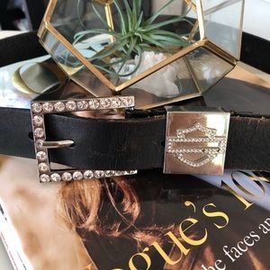 Harley Davidson rhinestone leather XL belt